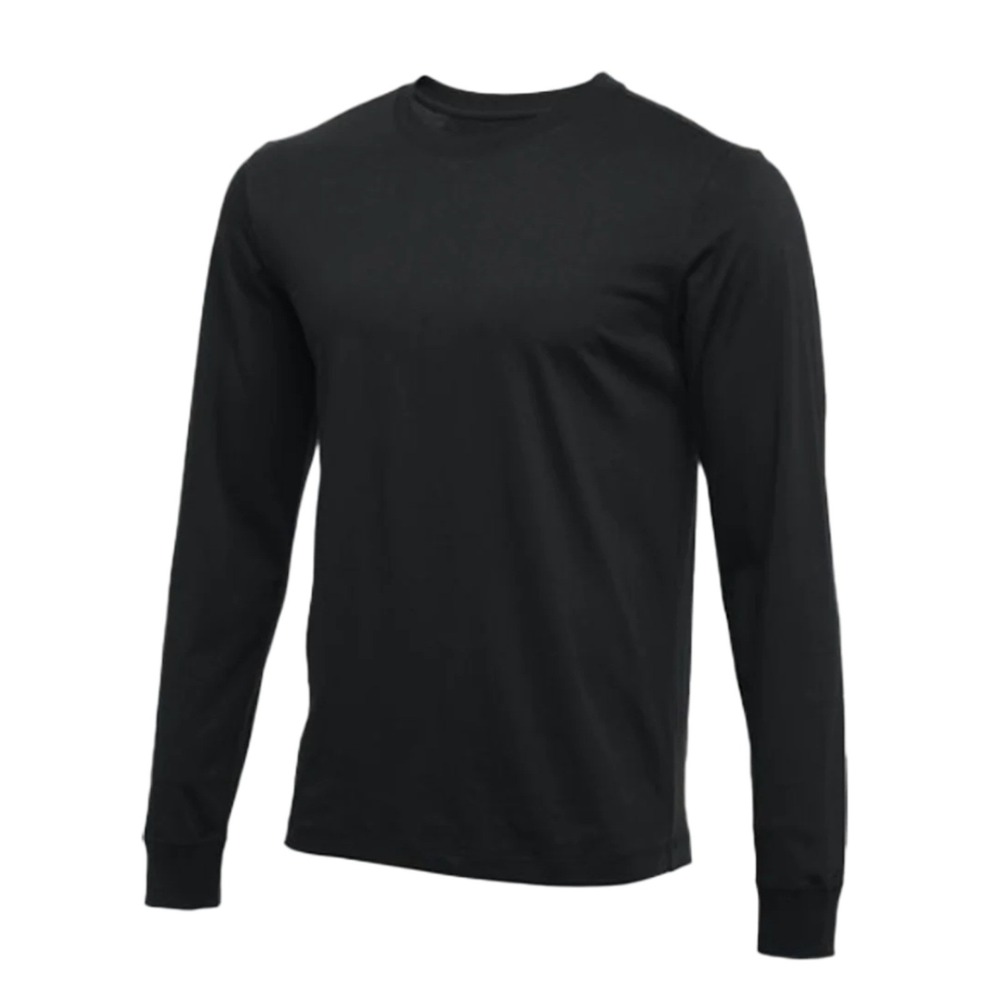 Nike Mens Core Long Sleeve Athletic Cut Cotton Crew T-shirt Black